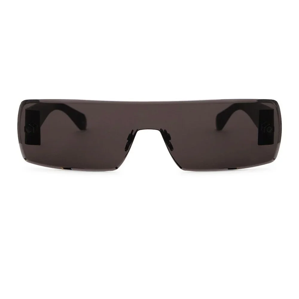 NWT ALAIA ALAÃA Lettering Logo Rectangular Sunglasses in Black & Grey NEW FWRD
